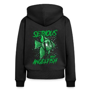 Ernsthaft über Altum Kaiserfisch Fish Keeper - Frauen Premium Bio Zip Hoodie - Schwarz - Hinten - Julia (174cm)
