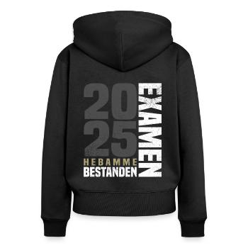Hebammen Examen Bestanden 2025 - Frauen Premium Bio Zip Hoodie - Schwarz - Hinten - Julia (174cm)