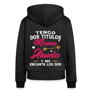 Mama und Oma Muttertagsgeschenk - Frauen Premium Bio Zip Hoodie - Schwarz - Hinten - Julia (174cm)