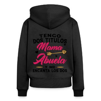 Mama und Oma Muttertagsgeschenk - Frauen Premium Bio Zip Hoodie - Schwarz - Hinten - Julia (174cm)