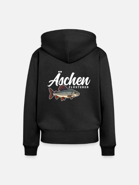 Äschen Flüsterer - Frauen Premium Bio Zip Hoodie - Schwarz