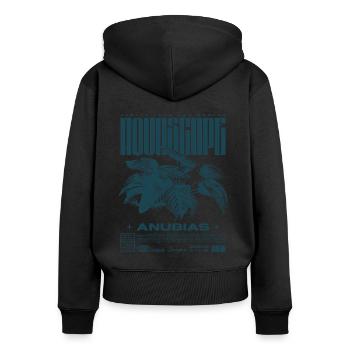 Aquascaping Anubias Aquatic Plant Fischhalter - Frauen Premium Bio Zip Hoodie - Schwarz - Hinten - Julia (174cm)