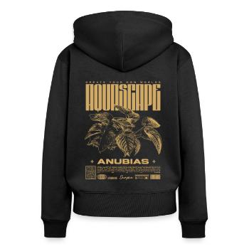 Aquascaping Anubias Aquatic Plant Fischhalter - Frauen Premium Bio Zip Hoodie - Schwarz - Hinten - Julia (174cm)