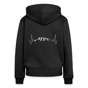 Zugspitze Berg Herzschlag EKG Frequenz Puls - Frauen Premium Bio Zip Hoodie - Schwarz - Hinten - Julia (174cm)
