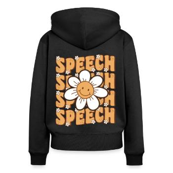 Groovy Retro Sprache Sprache Pathologe Sprache - Frauen Premium Bio Zip Hoodie - Schwarz - Hinten - Julia (174cm)