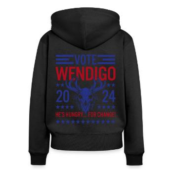 Votez Wendigo 2024 Drôle de cryptides Folklore Élection - Sweat à capuche zippé Premium bio Femme - noir - Dos - Julia (174cm)
