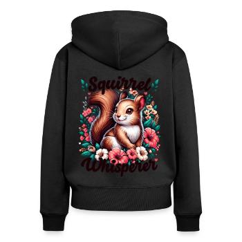 Écureuil chuchotant Floral Écureuil Amoureux - Sweat à capuche zippé Premium bio Femme - noir - Dos - Julia (174cm)