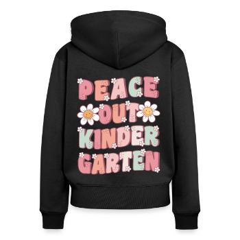 Peace Out Kindergarten Groovy Letzter Tag - Frauen Premium Bio Zip Hoodie - Schwarz - Hinten - Julia (174cm)