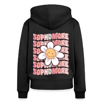 Groovy Sophomore Retour à l’école - Sweat à capuche zippé Premium bio Femme - noir - Dos - Julia (174cm)