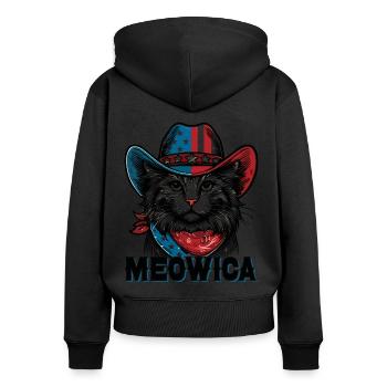 Meowica Lustiger Katzenliebhaber am 4. Juli - Frauen Premium Bio Zip Hoodie - Schwarz - Hinten - Julia (174cm)