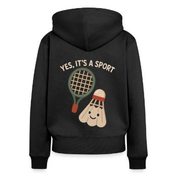 Yes, it's a sport – badminton - Women's Premium Organic Zip Hoodie - black - Back - Julia (174cm)