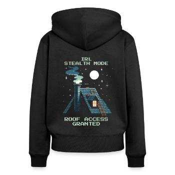Schornsteinfeger Stealth Dach Zugang Retro Pixel - Frauen Premium Bio Zip Hoodie - Schwarz - Hinten - Julia (174cm)