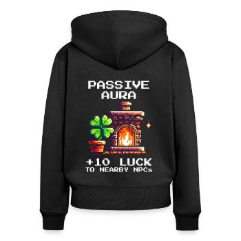 Schornsteinfeger Glück Aura Retro Pixel Art Dach - Frauen Premium Bio Zip Hoodie - Schwarz - Hinten - Julia (174cm)