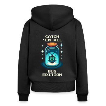 Insects Collecting Hunting Retro Pixel Art Gaming - Women's Premium Organic Zip Hoodie - black - Back - Julia (174cm)