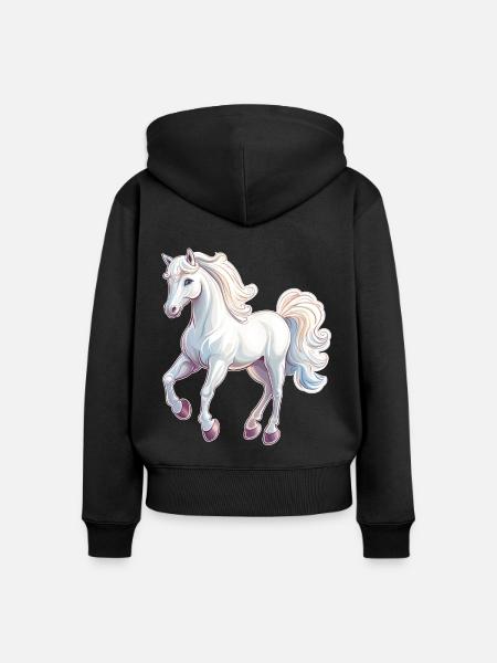Pferd - Frauen Premium Bio Zip Hoodie - Schwarz