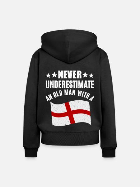 Alter Mann Mit Englischer Flagge - Frauen Premium Bio Zip Hoodie - Schwarz