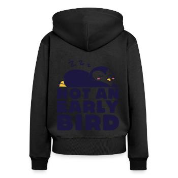 Pas un lève-tôt - Sweat à capuche zippé Premium bio Femme - noir - Dos - Julia (174cm)