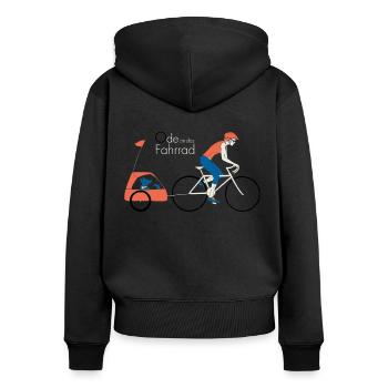 Gassi - Frauen Premium Bio Zip Hoodie - Schwarz - Hinten - Julia (174cm)