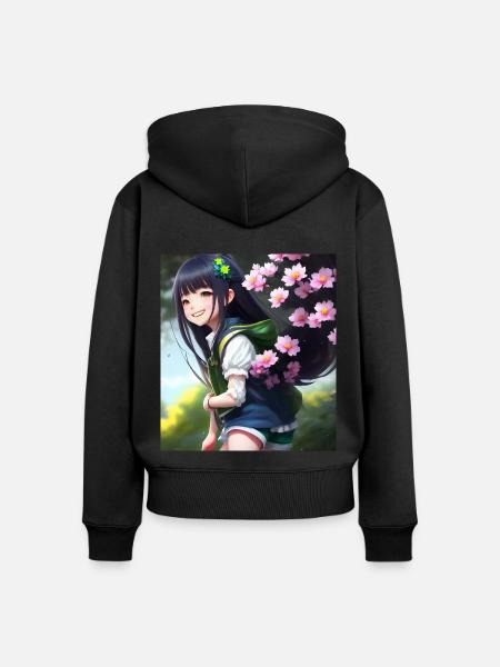 Anime Cutie - Frauen Premium Bio Zip Hoodie - Schwarz