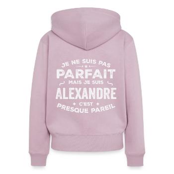 Alexandre Ein Vorname, eine Geschichte, eine Persönlichkeit - Frauen Premium Bio Zip Hoodie - Altrosa - Hinten - Julia (174cm)