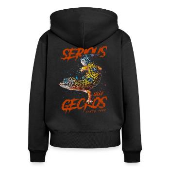 Ernsthaft über Leopardgeckos seit 1997 - Frauen Premium Bio Zip Hoodie - Schwarz - Hinten - Julia (174cm)