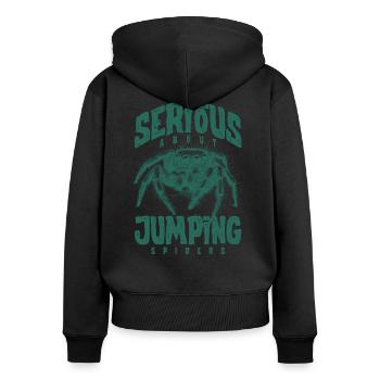 Sérieux au sujet des araignées sauteuses Propriétaire d’une araignée de compagnie - Sweat à capuche zippé Premium bio Femme - noir - Dos - Julia (174cm)
