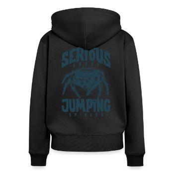 Sérieux au sujet des araignées sauteuses Propriétaire d’une araignée de compagnie - Sweat à capuche zippé Premium bio Femme - noir - Dos - Julia (174cm)