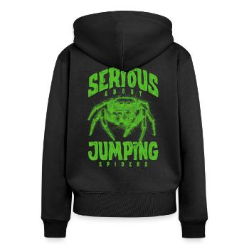 Serious About Jumping Spiders Pet Spider Owner - Women's Premium Organic Zip Hoodie - black - Back - Julia (174cm)