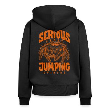 Sérieux au sujet des araignées sauteuses Propriétaire d’une araignée de compagnie - Sweat à capuche zippé Premium bio Femme - noir - Dos - Julia (174cm)