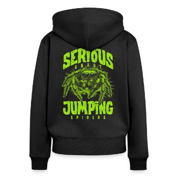 Sérieux au sujet des araignées sauteuses Propriétaire d’une araignée de compagnie - Sweat à capuche zippé Premium bio Femme - noir - Dos - Julia (174cm)