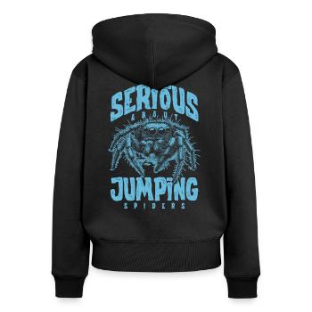 Sérieux au sujet des araignées sauteuses Propriétaire d’une araignée de compagnie - Sweat à capuche zippé Premium bio Femme - noir - Dos - Julia (174cm)