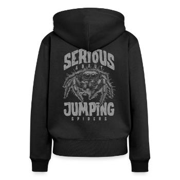 Sérieux au sujet des araignées sauteuses Propriétaire d’une araignée de compagnie - Sweat à capuche zippé Premium bio Femme - noir - Dos - Julia (174cm)