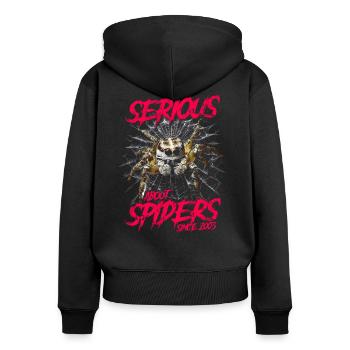 Ernsthaft über Jumping Spiders Pet seit 2003 - Frauen Premium Bio Zip Hoodie - Schwarz - Hinten - Julia (174cm)
