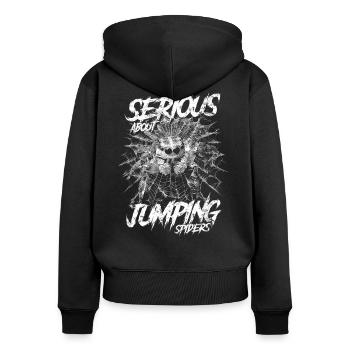 Sérieux au sujet des araignées sauteuses Propriétaire d’une araignée de compagnie - Sweat à capuche zippé Premium bio Femme - noir - Dos - Julia (174cm)