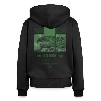 Blue Tongue Skink Reptile Keeper Streetwear - Frauen Premium Bio Zip Hoodie - Schwarz - Hinten - Julia (174cm)