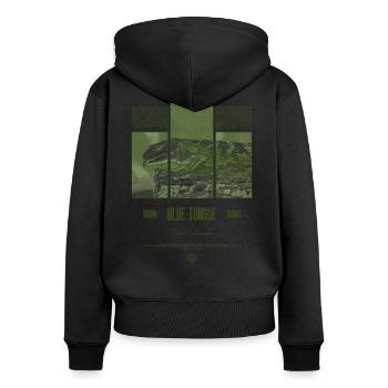Blue Tongue Skink Reptile Keeper Streetwear - Frauen Premium Bio Zip Hoodie - Schwarz - Hinten - Julia (174cm)