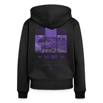 Blue Tongue Skink Reptile Keeper Streetwear - Frauen Premium Bio Zip Hoodie - Schwarz - Hinten - Julia (174cm)