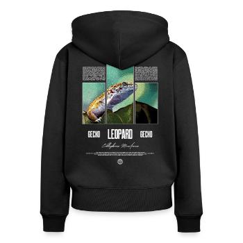 Leopard Gecko Reptile Keeper Streetwear - Women's Premium Organic Zip Hoodie - black - Back - Julia (174cm)