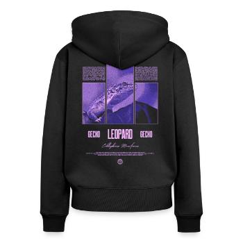 Leopard Gecko Reptile Keeper Streetwear - Women's Premium Organic Zip Hoodie - black - Back - Julia (174cm)