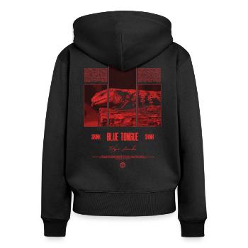 Blue Tongue Skink Reptile Keeper Streetwear - Frauen Premium Bio Zip Hoodie - Schwarz - Hinten - Julia (174cm)