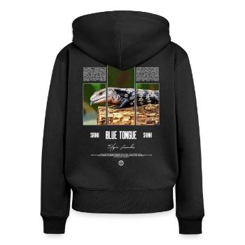 Blue Tongue Skink Reptile Keeper Streetwear - Frauen Premium Bio Zip Hoodie - Schwarz - Hinten - Julia (174cm)