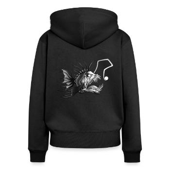 Anglerfisch - Frauen Premium Bio Zip Hoodie - Schwarz - Hinten - Julia (174cm)
