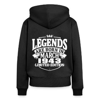80 Jahre alt - 80. Geburtstag - März 1943 - Frauen Premium Bio Zip Hoodie - Schwarz - Hinten - Julia (174cm)