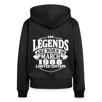 35 Jahre alt - 35. Geburtstag - März 1988 - Frauen Premium Bio Zip Hoodie - Schwarz - Hinten - Julia (174cm)