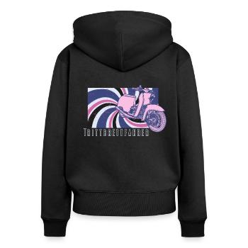 Schwalbe (retro) // Illustration - Frauen Premium Bio Zip Hoodie - Schwarz - Hinten - Julia (174cm)
