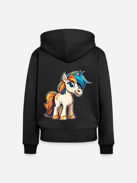 Niedliches kleines Pony Pferd - Frauen Premium Bio Zip Hoodie - Schwarz