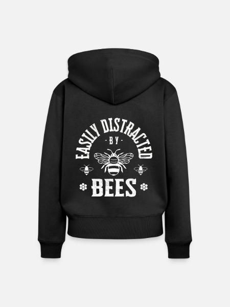 Easily distracted by bees - Frauen Premium Bio Zip Hoodie - Schwarz