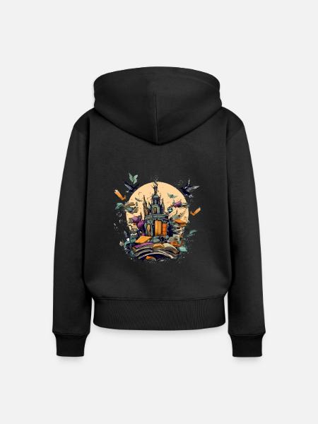 Spukhaus - Frauen Premium Bio Zip Hoodie - Schwarz