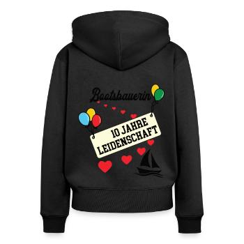 Bootsbauerin Jubiläum 10 Jahre 10. jähriges Jubi - Frauen Premium Bio Zip Hoodie - Schwarz - Hinten - Julia (174cm)