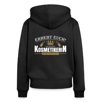 Kosmetikerin - Frauen Premium Bio Zip Hoodie - Schwarz - Hinten - Julia (174cm)